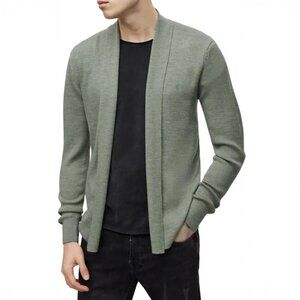 ALL SAINTS Mode Merino Wool Open Front Cardigan in Sap Green Size M